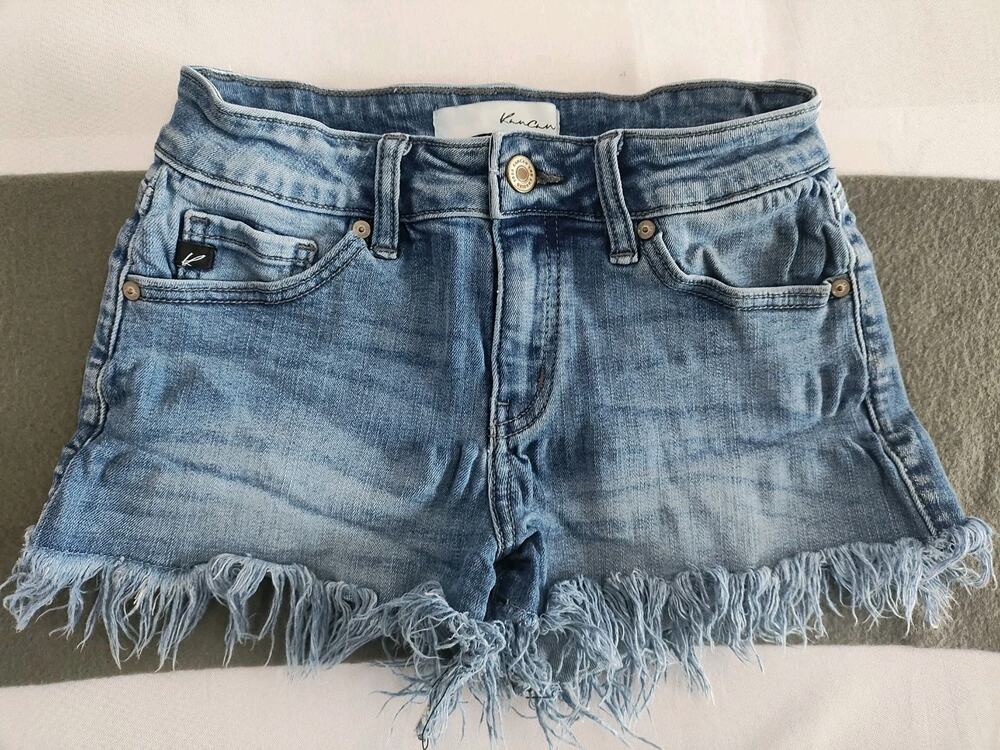 Kancan M Wash Cut Off Denim Jean Shorts Stretch Size S 24" Waist